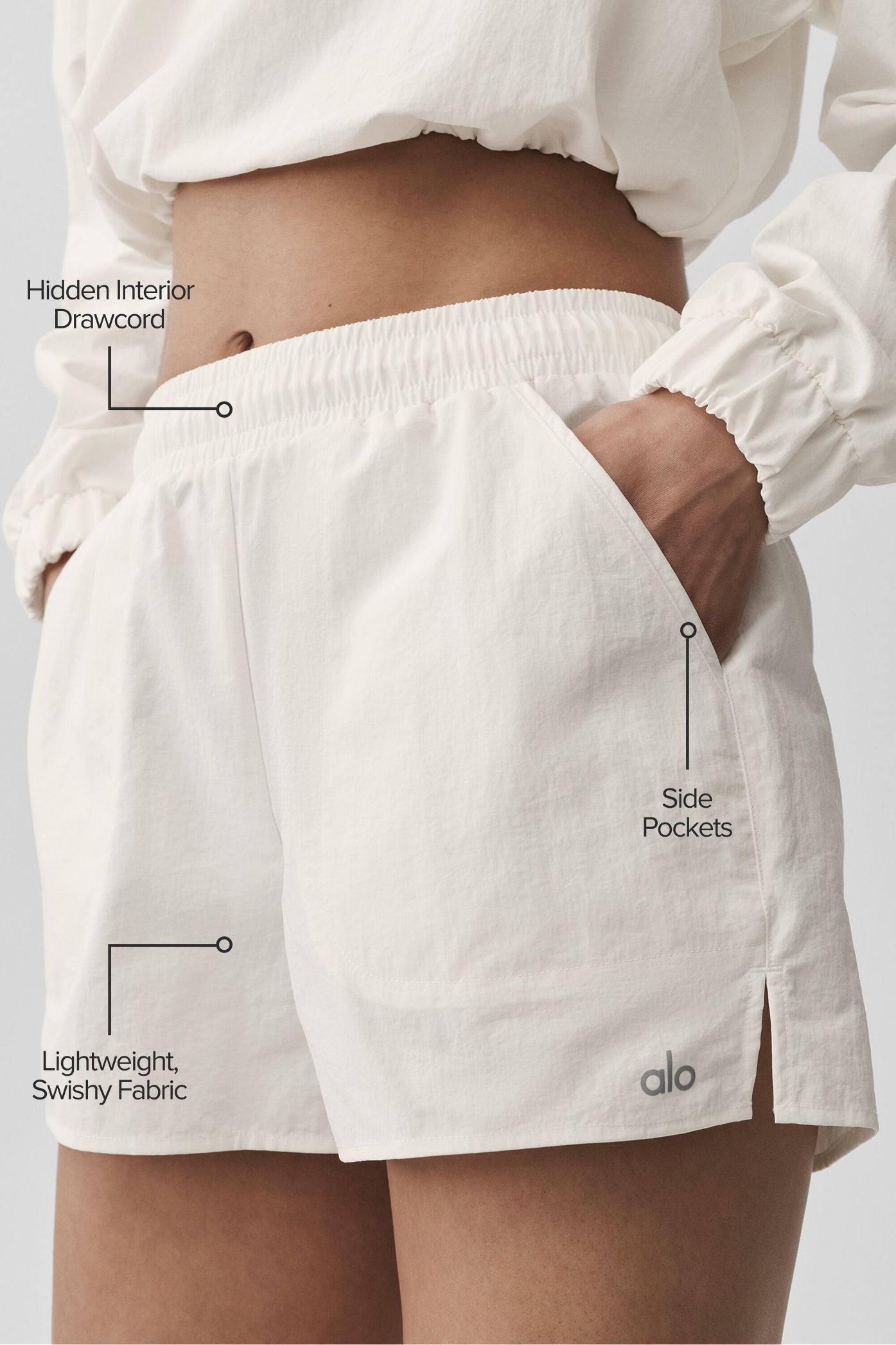 Women's High-Waist Yoga Athletic Short - Lightweight Buttery Soft Workout Short in Ivory