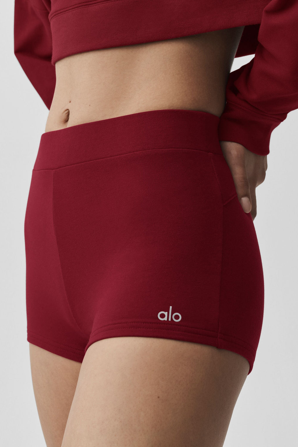Women's Micro Yoga Shorts - High-Waist Stretchy Mini Athletic Short in Summer Romance Red