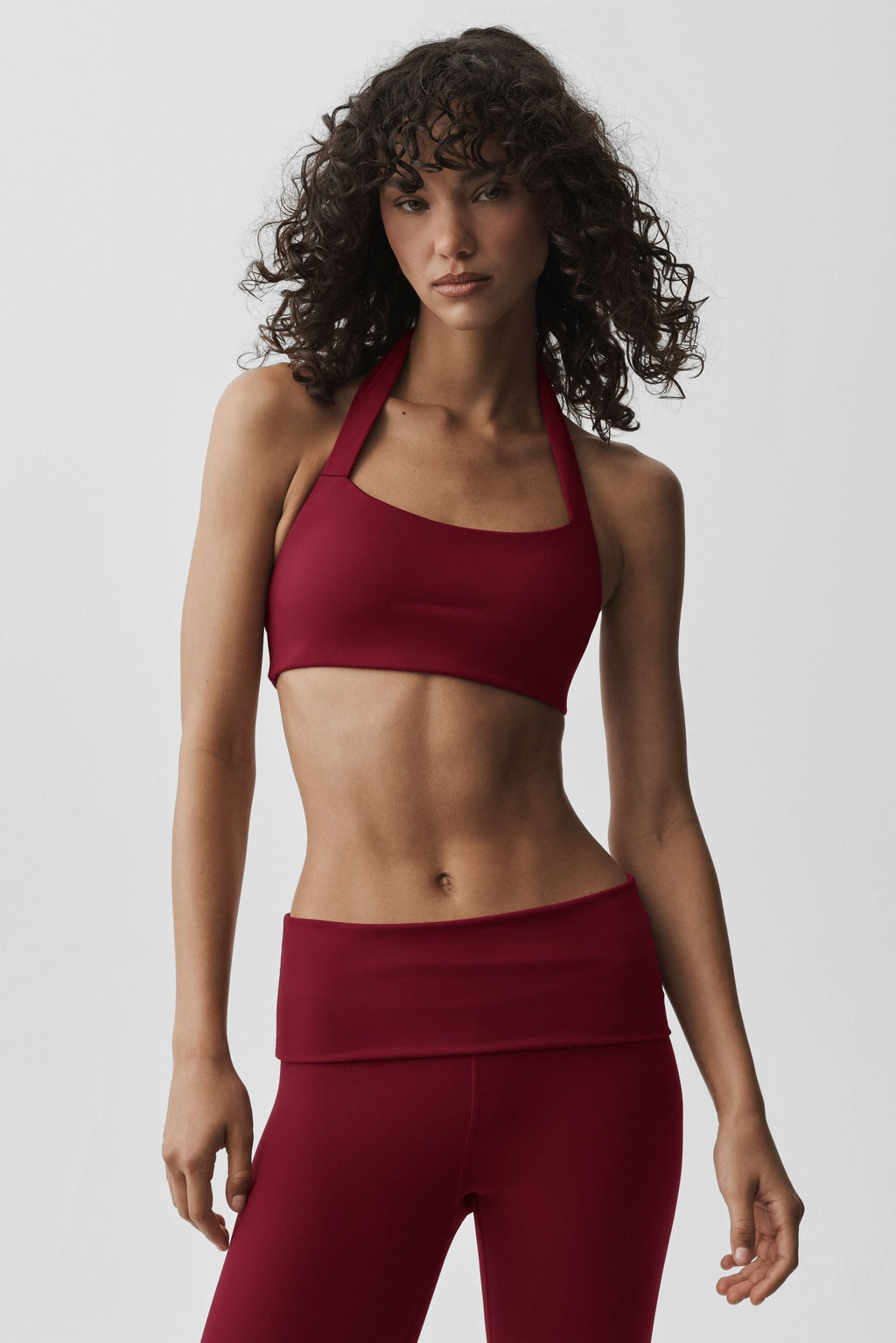 Women's Softsculpt Halter Sports Bra - Sculpting Medium Support Yoga Bra in Summer Romance Red